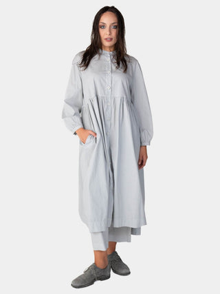 Banded Collar Cotton Shirtdress - Baci Fashion