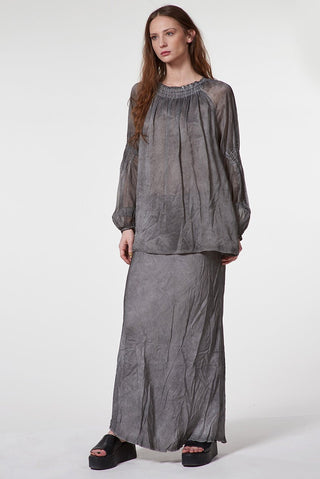 Blouse with Elasticated Neckline and Cuffs - Baci Fashion