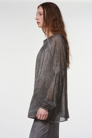 Blouse with Elasticated Neckline and Cuffs - Baci Fashion