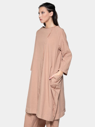 Boat Neck Front Seam Organic Cotton Dress - Baci Fashion