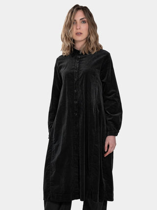 Button Down Velvet Coat Dress - Baci Fashion