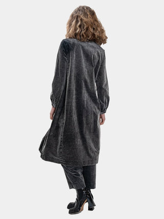 Button Down Velvet Coat Dress - Baci Fashion