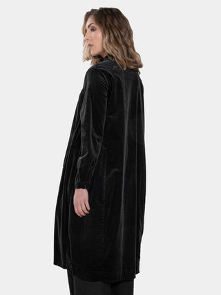 Button Down Velvet Coat Dress - Baci Fashion