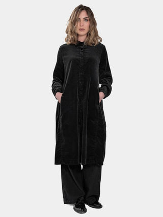 Button Down Velvet Coat Dress - Baci Fashion