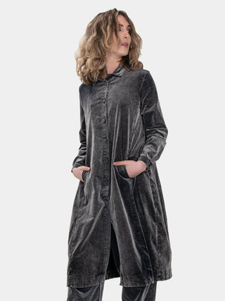 Button Down Velvet Coat Dress - Baci Fashion