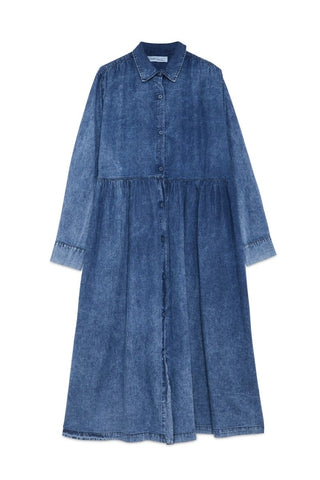 Button - Up Denim Midi Shirt Dress - Baci Fashion