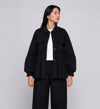 Button-Up Swing Field Jacket - Baci Fashion