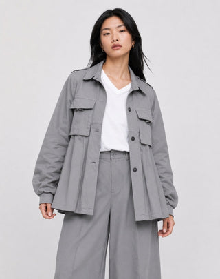 Button-Up Swing Field Jacket - Baci Fashion