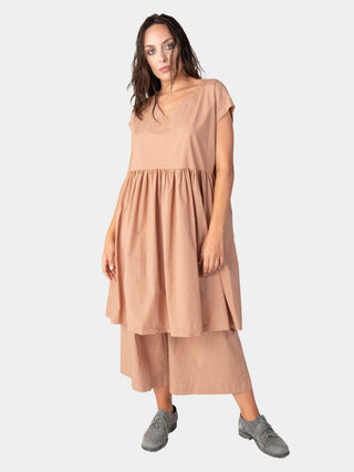 Cap Sleeve Organic Cotton V-Neck Dress - Baci Fashion