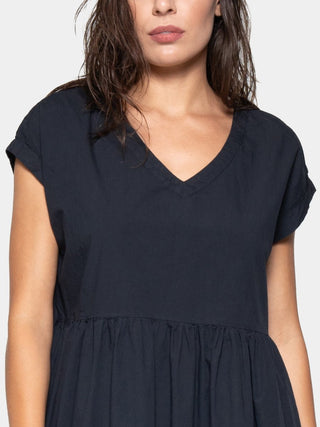 Cap Sleeve Organic Cotton V-Neck Dress - Baci Fashion