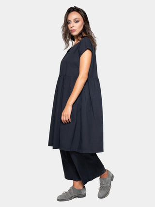 Cap Sleeve Organic Cotton V-Neck Dress - Baci Fashion