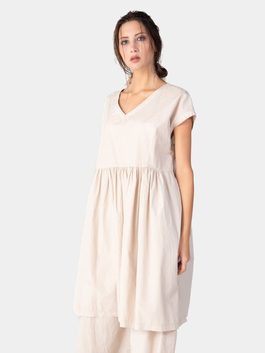 cotton cap sleeve dress 47" Cap Sleeve Dress with Pockets Pink / L