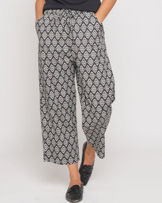 Contrast Tile Drawstring Culottes - Baci Fashion