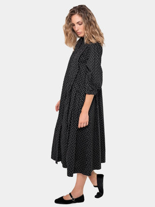 cotton midi dress with 3/4 sleeves It's In The Air Olive Green Striped 3/4 Sleeve Midi Dress Shop the Mint