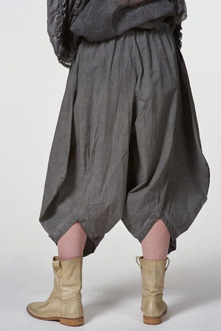 Cotton Balloon Pants with V - Cut Hem - Baci Fashion