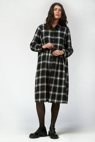 Cotton Blend Plaid Dress - Baci Fashion