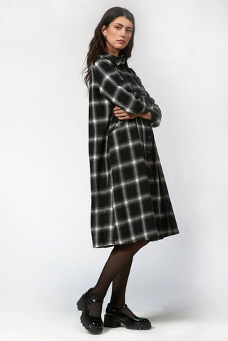Cotton Blend Plaid Dress - Baci Fashion