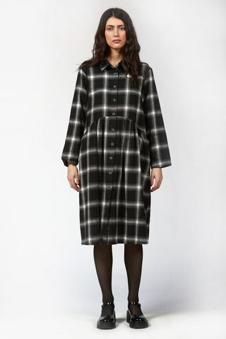 Cotton Blend Plaid Dress - Baci Fashion