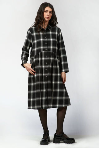 Cotton Blend Plaid Dress - Baci Fashion