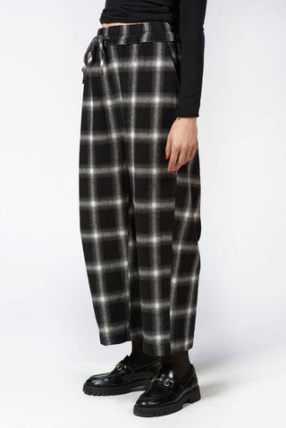 Cotton Blend Plaid Pants - Baci Fashion