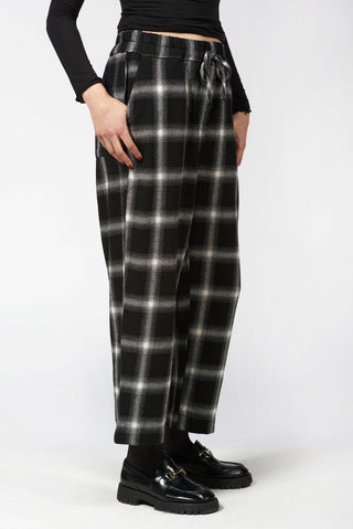 Cotton Blend Plaid Pants - Baci Fashion