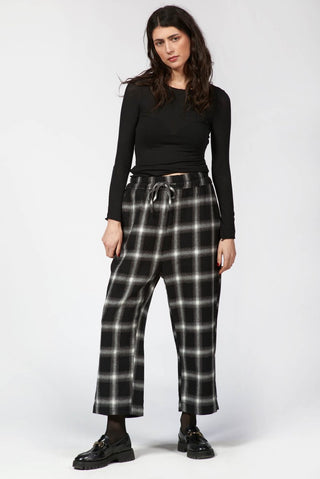 Cotton Blend Plaid Pants - Baci Fashion