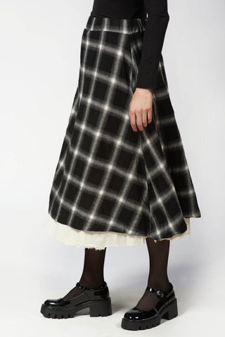 Cotton Blend Plaid Skirt - Baci Fashion