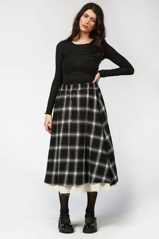 Cotton Blend Plaid Skirt - Baci Fashion