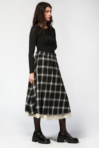 Cotton Blend Plaid Skirt - Baci Fashion