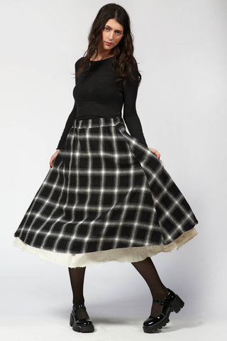 Cotton Blend Plaid Skirt - Baci Fashion