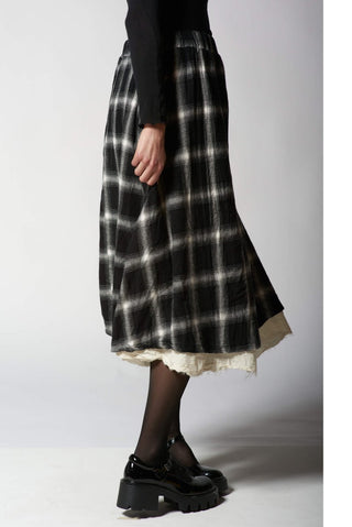 Cotton Blend Plaid Skirt - Baci Fashion
