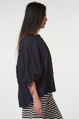 Cotton Blouse with Ruffled Back Details - Baci Fashion
