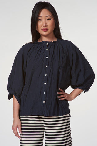 Cotton Blouse with Ruffled Back Details - Baci Fashion