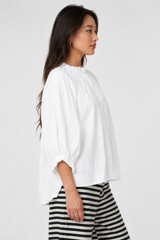 Cotton Blouse with Ruffled Back Details - Baci Fashion