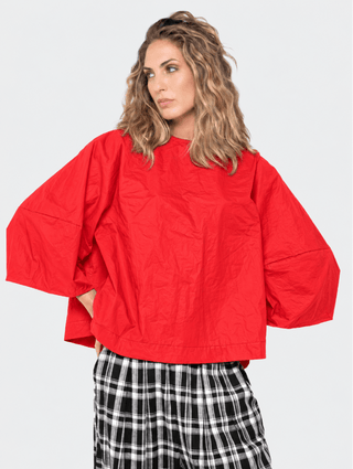 Cotton Cropped Flare Blouse - Baci Fashion