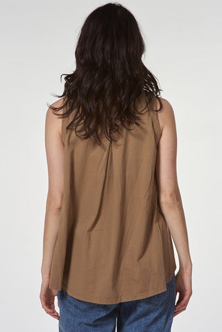 Cotton Hi - Lo Tank with V - Neck - Baci Fashion