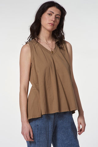 Cotton Hi - Lo Tank with V - Neck - Baci Fashion