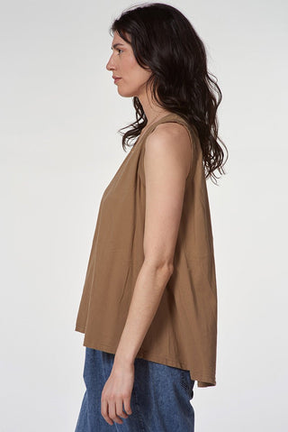 Cotton Hi - Lo Tank with V - Neck - Baci Fashion