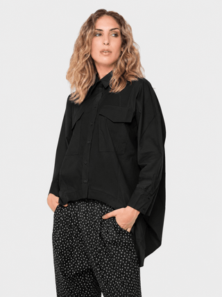 Cotton Hi-Low Shirt with Pockets - Baci Fashion