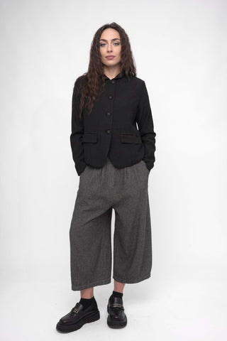 Cotton Linen Blend Cropped Jacket - Baci Fashion