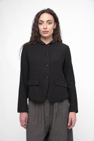 Cotton Linen Blend Cropped Jacket - Baci Fashion