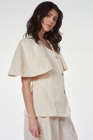 Cotton Linen Cape - Sleeve Jacket - Baci Fashion