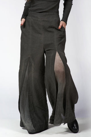 Cotton - Linen Front - Slit Pants - Baci Fashion