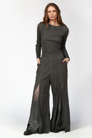 Cotton - Linen Front - Slit Pants - Baci Fashion