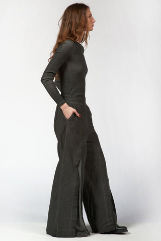 Cotton - Linen Front - Slit Pants - Baci Fashion