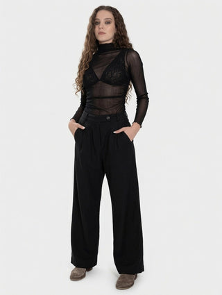 Cotton-Linen Palazzo Trousers - Baci Fashion