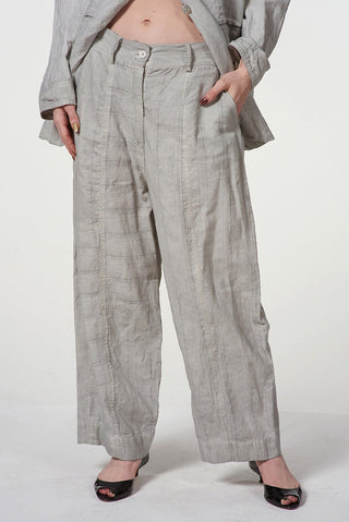 Cotton Linen Pants with Front Cuts - Baci Fashion