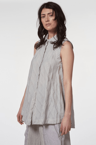 Cotton Linen Sleeveless Shirt - Baci Fashion