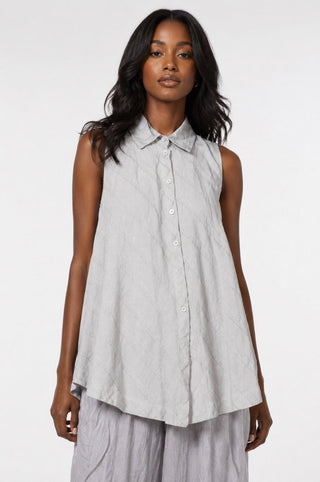 Cotton Linen Sleeveless Shirt - Baci Fashion
