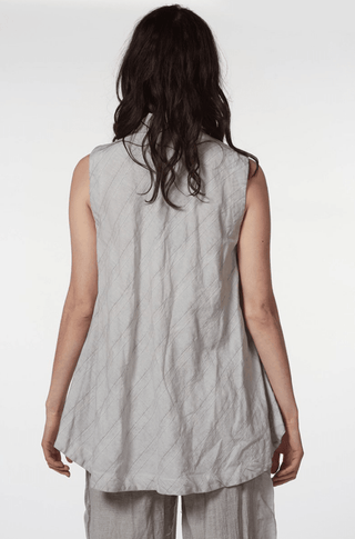 Cotton Linen Sleeveless Shirt - Baci Fashion